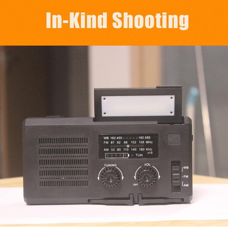 ويوبلز راديو يعمل بالطاقة الشمسية، بطارية 4000 مللي أمبير، راديو طوارئ NOAA للأحوال الجوية، مصباح يدوي، بنك طاقة محمول، منبه SOS، راديو AM/FM، ومصباح LED للطوارئ الخارجية - Image 3